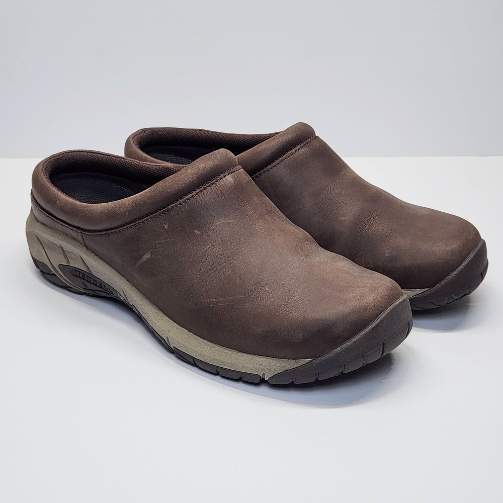 Merrell Clog Shoes Womens Size 7.5 Brown Leather Slip On Comfort Walking J002114